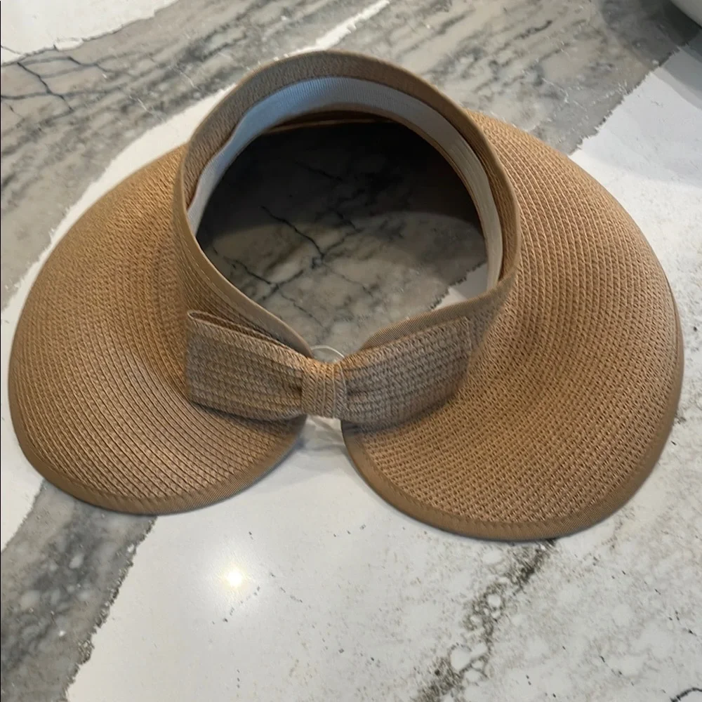 Wide-Brim Bow Detail Visor Tan